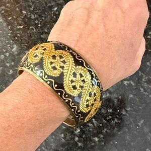 Black and Gold Bangle Bracelet